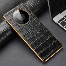Funda protectora de cuero genuino de lujo con marco brillante para Huawei Mate 30 40 RS Pro Pro+