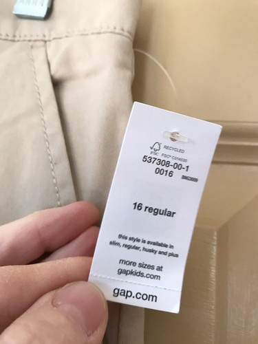 Girls Gap Tan Khaki Flat Front Chino Pants Size 16 - NWT - Picture 4 of 9