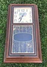 Vintage Pepsi-Cola Pendulum Wall Clock Wood Frame Glass Insert Untested
