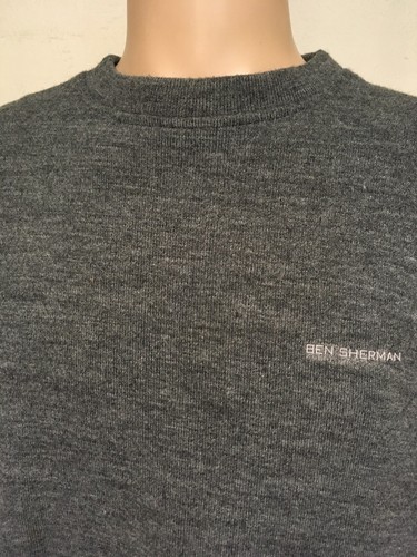 BEN SHERMAN SPELLOUT WOOL BLEND SWEATER Charcoal Heather CREWNECK 2XL - Picture 6 of 12