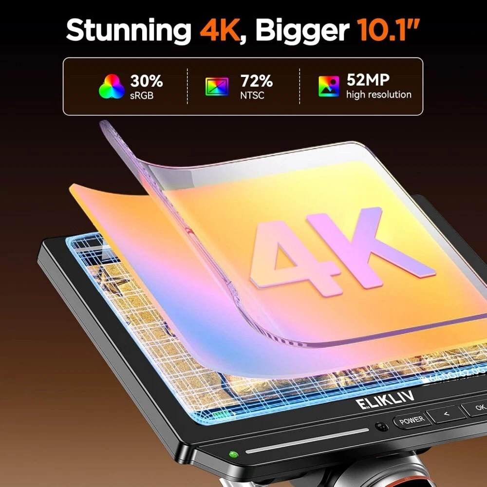 Microscopio digital Elikliv enfoque automático 4K HDMI brazo flexible microscopio de soldadura adulto