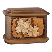 Wood Cremation Urn Wooden Urns - Walnut Dogwood Octagon