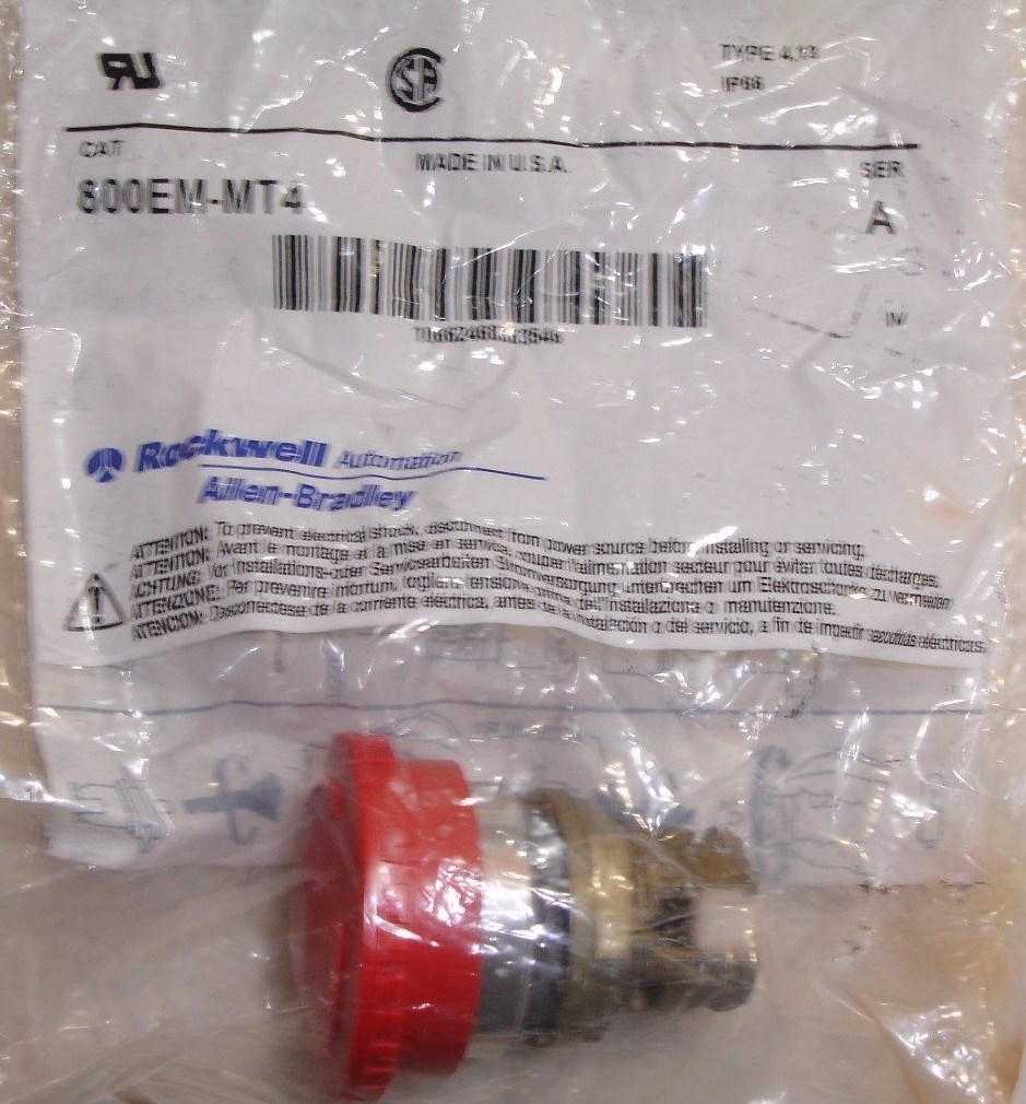 New Allen Bradley Rockwell Automation 800EM-MT4 22.5 MM Red Mushroom Push Pull