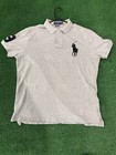 POLO RALPH LAUREN CUSTOM SLIM FIT MEN'S Large GRAY POLO SHIRT BLACK BIG PONY