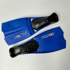 Dolphino Italia Swim Dive Fins Men’s 9-10, W 10-11 Open Toe, Extended Blade, EUC