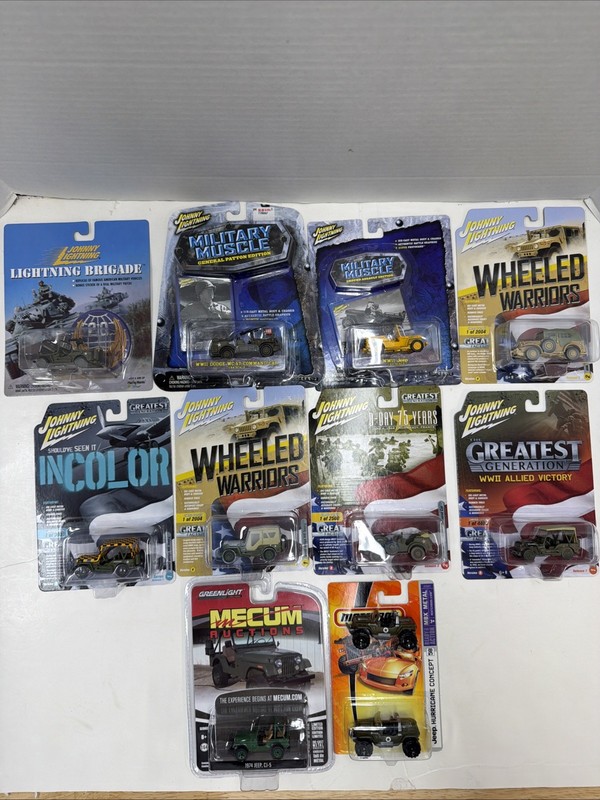 Jeep 1/64 Diecast Military WWII JL GL MB-Lot Of  10 W/ Bonus Loose Hurricane-J2
