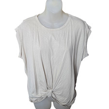 Chicos Womens Minimalist Twist Front Top Size 1 Medium Beige Cotton Earthy