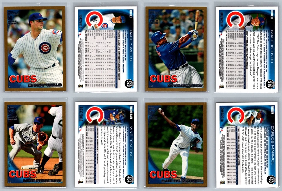 Chicago Cubs Topps Gold Serial Numbered #/2009 Baseball Card Lot (15) NM - Image 4 of 4