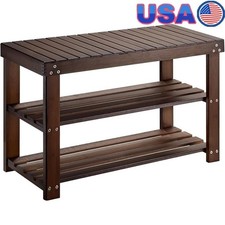 Bamboo Shoe Rack Bench 3-Tier Entryway Storage Eco-Friendly Organizing Solution