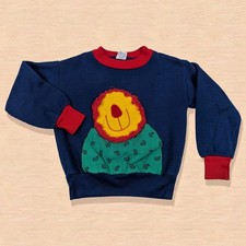 Ruth Scharf Lion with No Eyes Sweater Size T4 Rare Vintage Knit READ