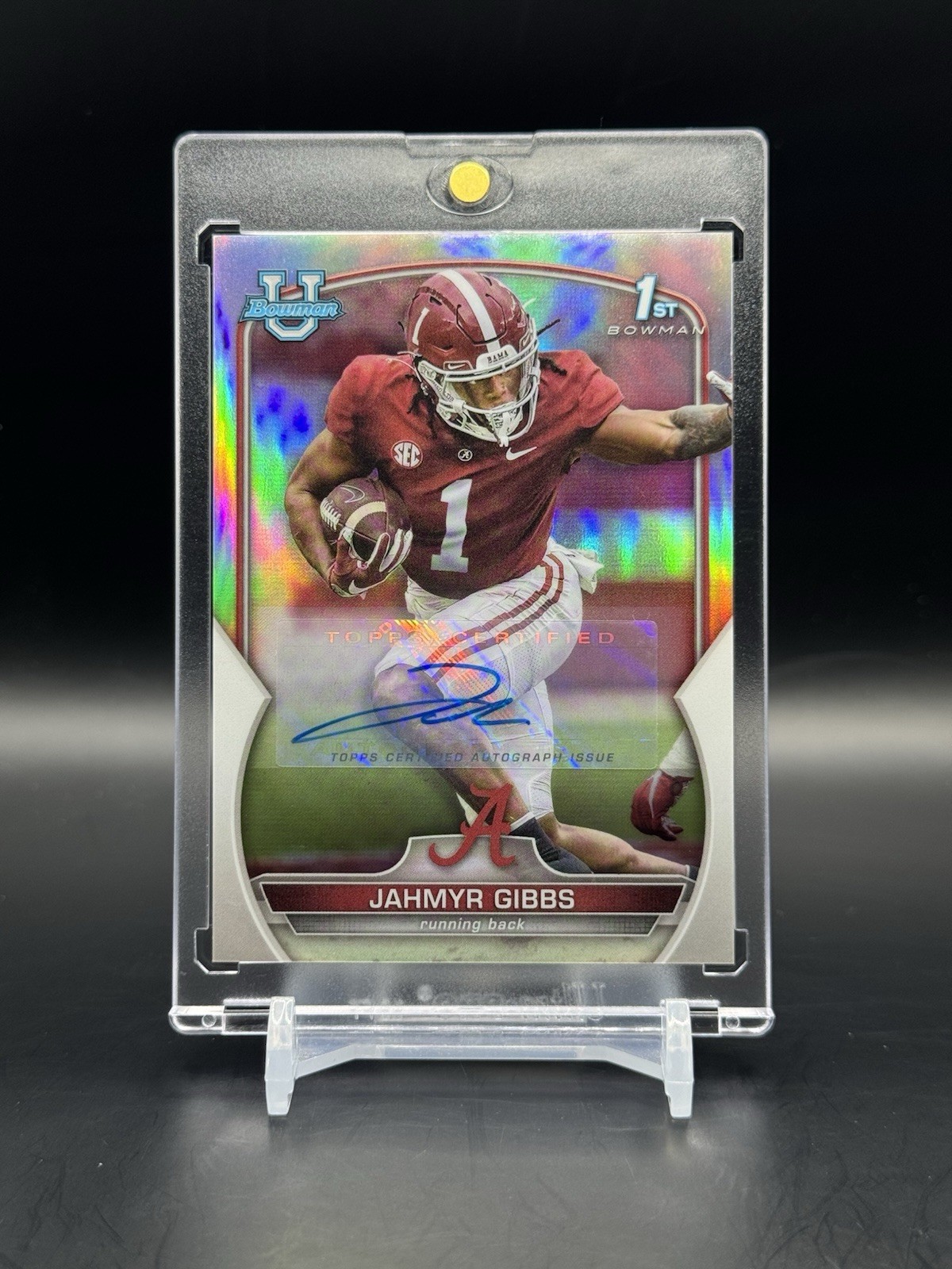 2022 Bowman University Chrome Jahmyr Gibbs #82 Refractor Rookie Auto /499