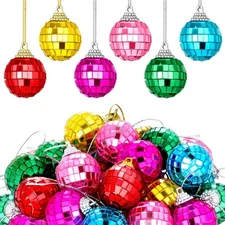 24 Pieces Mini Christmas Disco Balls 70s Party Decor Christmas Tree Decoratio...