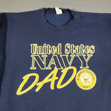  US Navy Crew Neck Sweatshirt Size Large Navy Blue Made In USA Dad Vintage