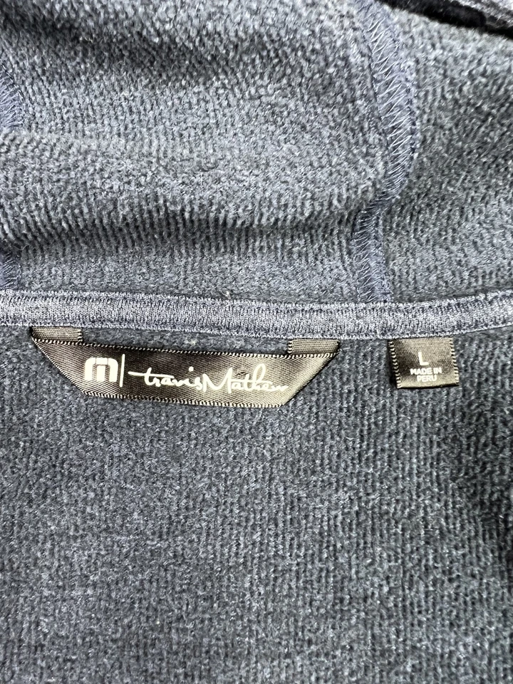 Sudadera con Capucha Travis Mathew Cremallera Completa Azul Jaspeado Rendimiento Golf Ropa Activa Grande Foto 2 de 4