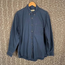 Eddie Bauer Blue Button Down Long Sleeve Shirt Preppy Classic Men's Medium