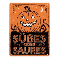 Metallschild XL In 21X28 Cm Mit Halloween KüRbis Motiv Im Used Look - SüßEs