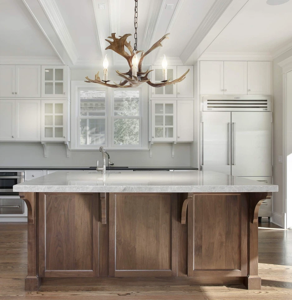 Люстра светодиодная JYL6303A Eldora 27 дюймов регулируемая смола рога 3 лампы деревенская, совместная... - Изображение 2 из 4