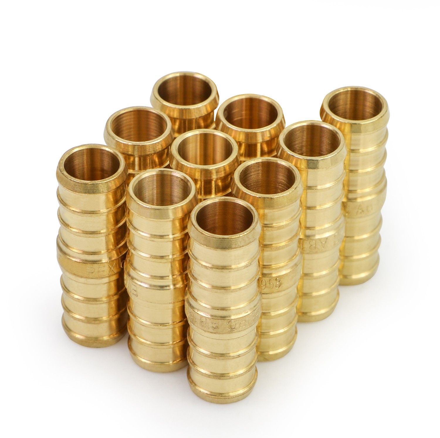3/4 in PEX X PEX Straight Coupling Barb Connector Pipe Fitting Brass (10 pack)