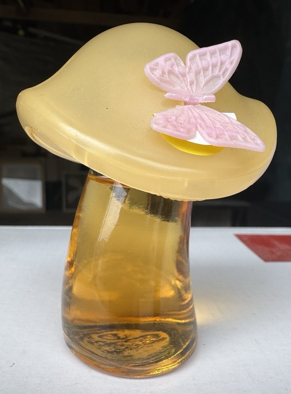 Avon “Fluttering Fancy” Glass Mushroom Sweet Honesty Cologne 1 FL OZ