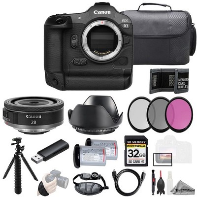 Canon EOS R3 + RF 28mm f/2.8 STM Lens+32GB+Ext Bat+3PC Filter-Kit