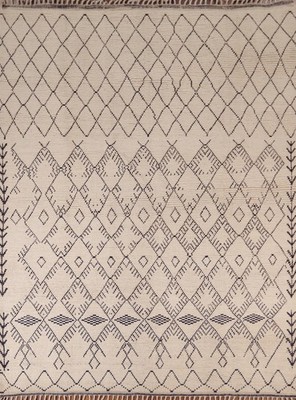 Ivory Moroccan Living Room Area Rug 8x10 Wool Hand-Woven Home Decor Carpet
