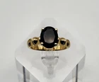 CI Vintage Sterling Silver Vermeil Blue Sapphire Solitaire Ring Size 8