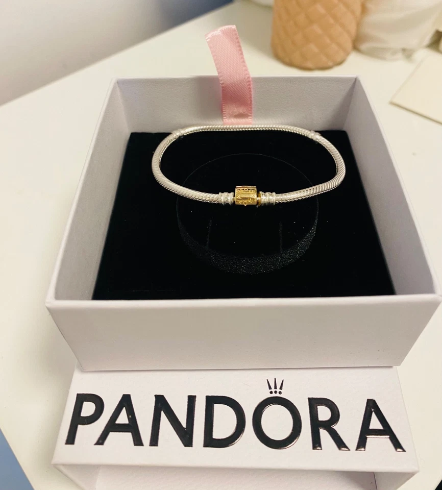 Pandora Bicolor Armband mit 14K 585er Gold Verschluss! Selten! 19cm