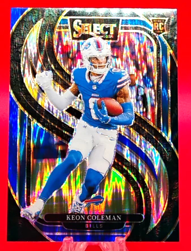 2024 Panini Select Football #153 Keon Coleman RC (Bills) Black Blue Shock Prizm