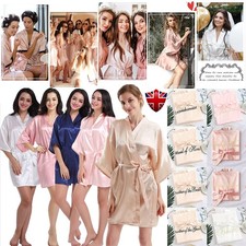 Bridal Party Dressing Gown Champagne Satin Wedding Bride Kimono Robe Bridesmaid.