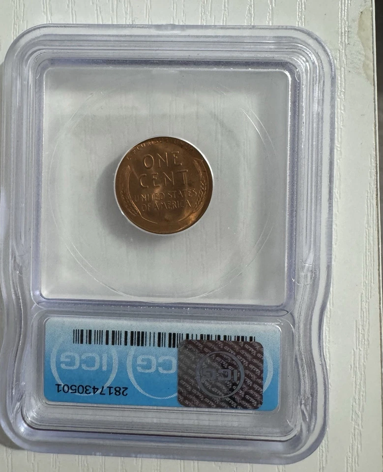 1951-S Lincoln Cent ICG-67 RED DIE CHIPS ERROR - Image 2 of 3