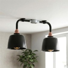 Industrial 2 Head Ceiling Light  E27 Base Metal Conduit Flush Mount Lamp uk