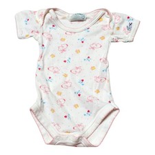 Vtg Baby Izod Lacoste One Piece Bodysuit Romper 0-13 Lbs S Bunny Print Spring