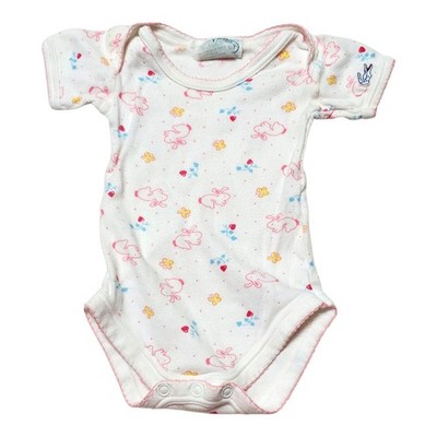 Vtg Baby Izod Lacoste One Piece Bodysuit Romper 0-13 Lbs S Bunny Print Spring 