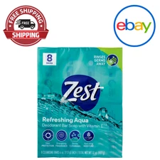 Zest 8-Bar Bath Size Soap, Aqua, 4 Ounce per bar, 8 bars, 32 Ounce