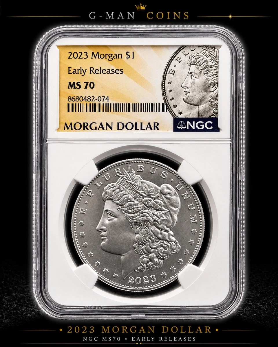 Uncirculated Silver MS 70 Graded Morgan US Dollars (1878-1921) for