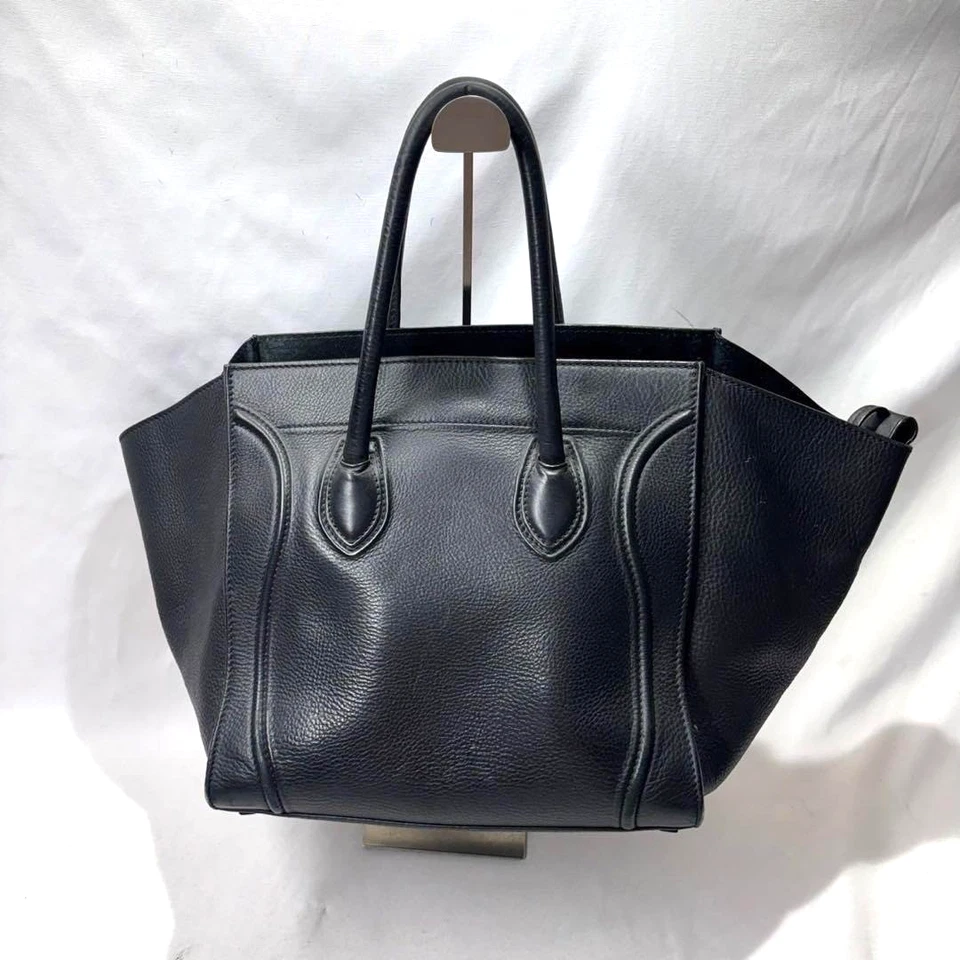 Bolso de hombro CELINE Luggage Phantom de cuero negro elegante✨ Foto 2 de 4
