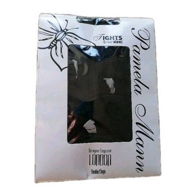 Pamela Mann Ladies One Size Black Scottie Dogs Design Tights ~ New & Free P&P. 