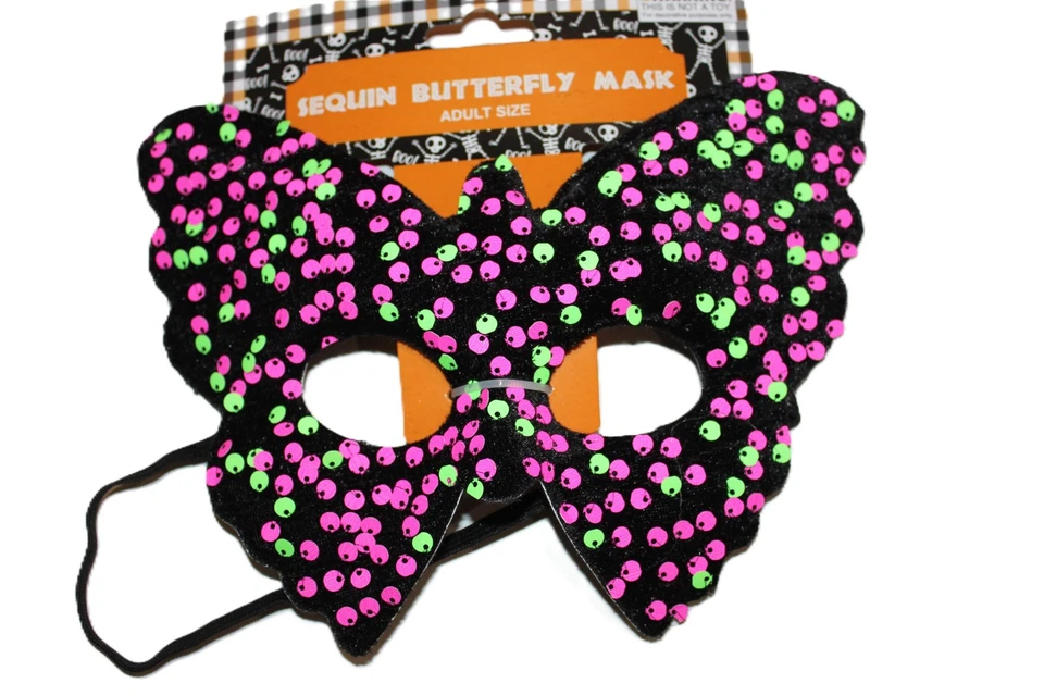 Butterfly Sequin Half Mask Halloween Girls Costume Accessory Dress Up Masquerade - Image 2 of 4