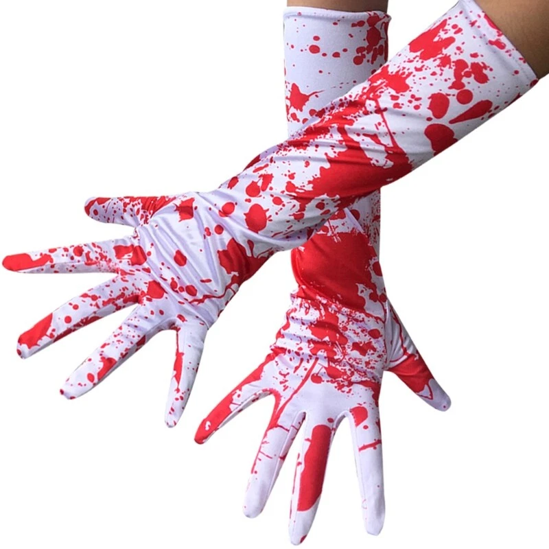 Bloody White Cloth Gloves Scary Adult Halloween Costume Accessory