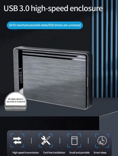 Case Esterno per Disco Rigido 2.5" USB C 3.1, Custodia per HDD SSD fino a 10 TB - Foto 4 di 6
