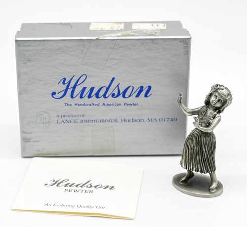 Vintage Hudson Pewter Hula Girl #731 with Box and Tag, 2 1/2" High
