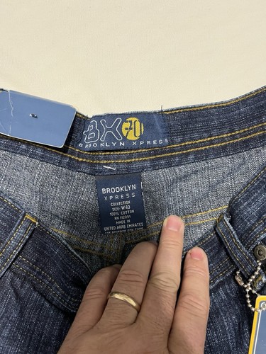 VTG Brooklyn Express Jean Shorts Men 40 Blue Jorts Baggy Wide Distressed NWT - Picture 4 of 10
