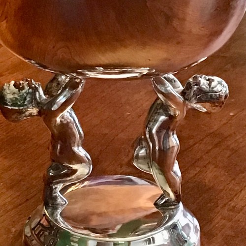 De colección 1958 Lehman Bros Plateado Pedistal Cupidos Compota - Imagen 4 de 7