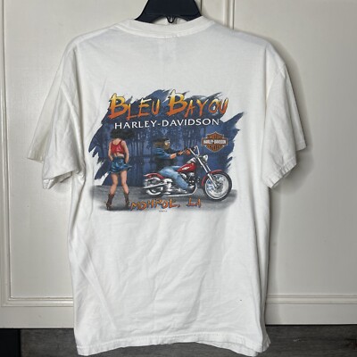VINTAGE Harley Davidson Shirt Mens Large White Beffy T New Orleans