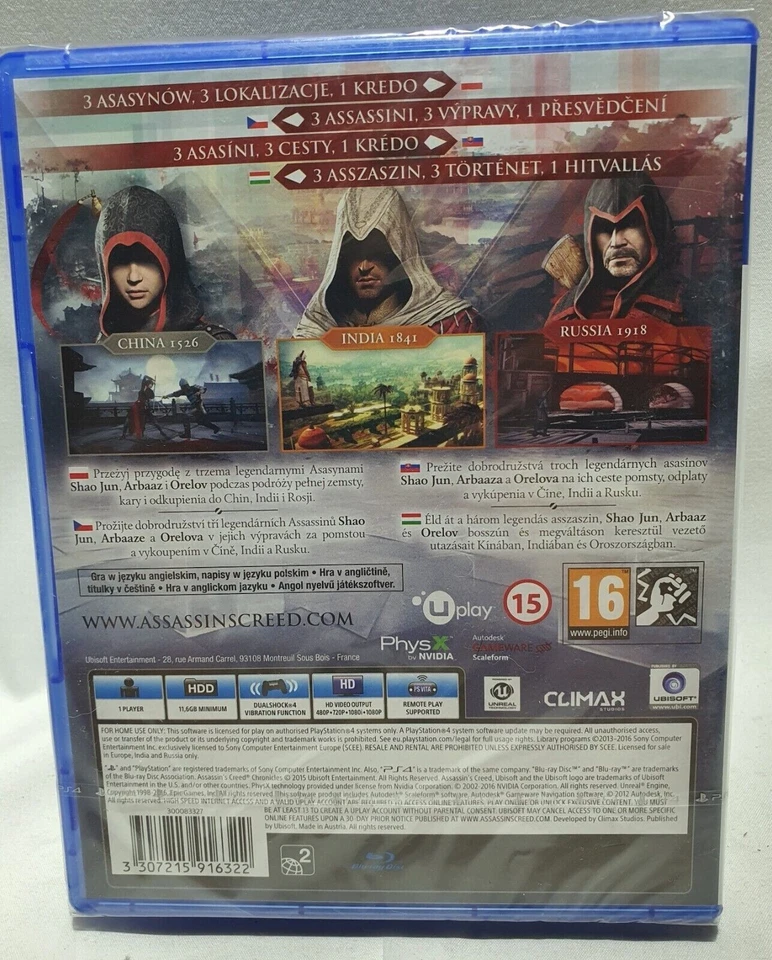 Assassin's Creed: Chronicles Playstation 4 PL/CZ/SK/HU box multilang in game NEW - Bild 2 von 2
