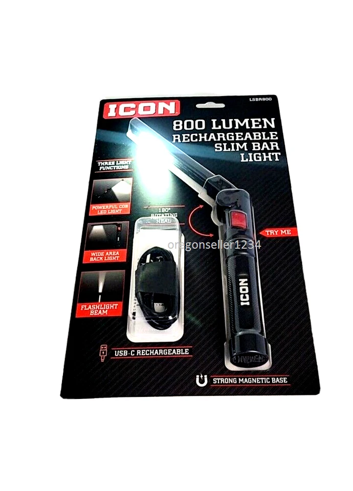 NUEVO ICON 800 Lúmenes LED Recargable Magnético Plegable Barra Delgada Luz de Trabajo Foto 4 de 4