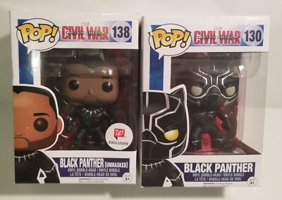 BLACK PANTHER FUNKO POP LOT VINYL BOBBLEHEADS 130 & 138 WALGREEN'S EXCLUSIVE