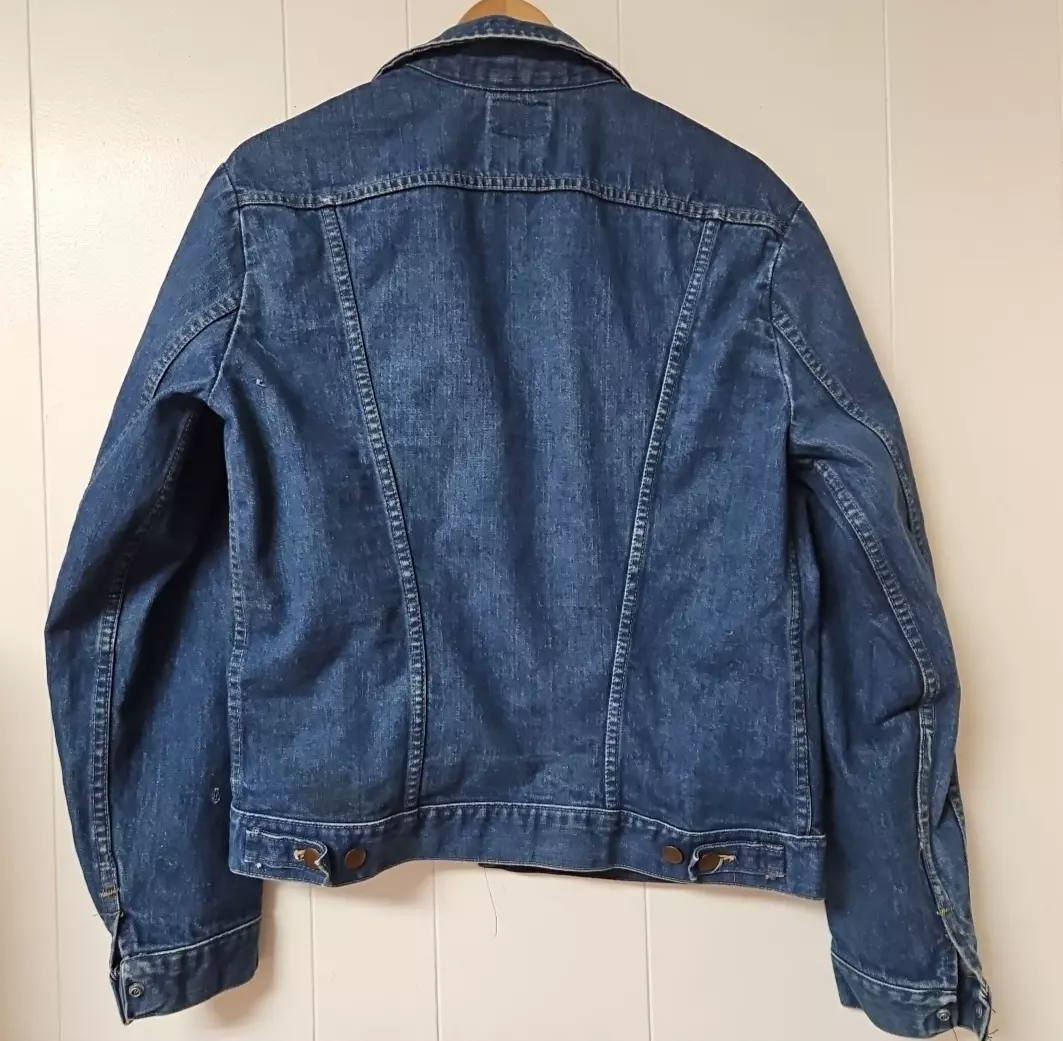 wrangler vtg sanforized denim trucker medium wash flaws jacket