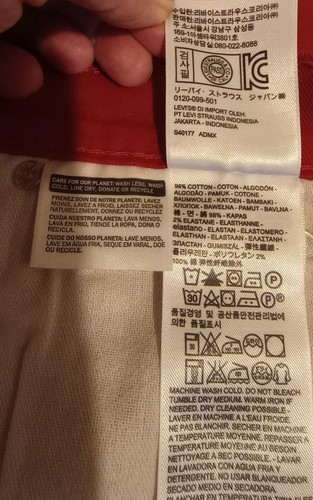 Levis 569 Rot Straight Fit Jeans W30 L32 Herren Baumwollmischung - Bild 8 von 9