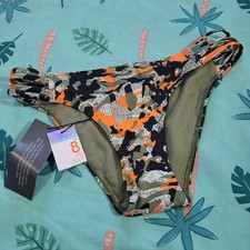PRIMARK Bikini Bottoms Camo Size 8 UK Hipster Camouflage Green Orange Army Swim